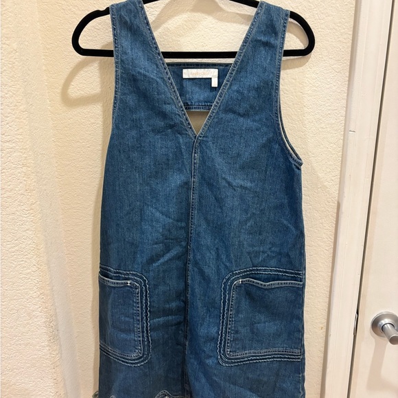 See By Chloe Dresses & Skirts - See By Chloé Denim V-Neck Pinafore Dress - Blue